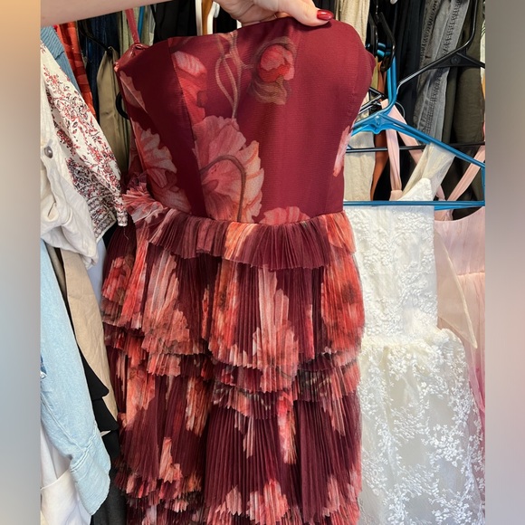 Hutch Nalina Strapless Floral Tiered Tulle Maxi Dress - Picture 2 of 8